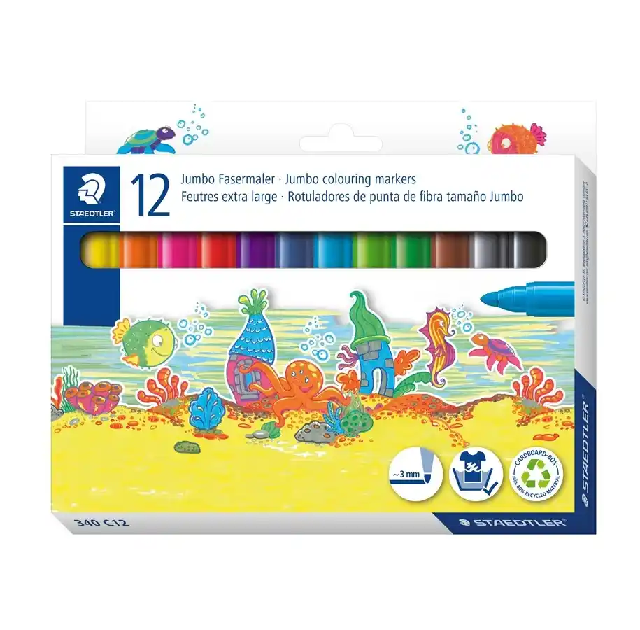 Marcador jumbo de ponta de fibra 12 unid