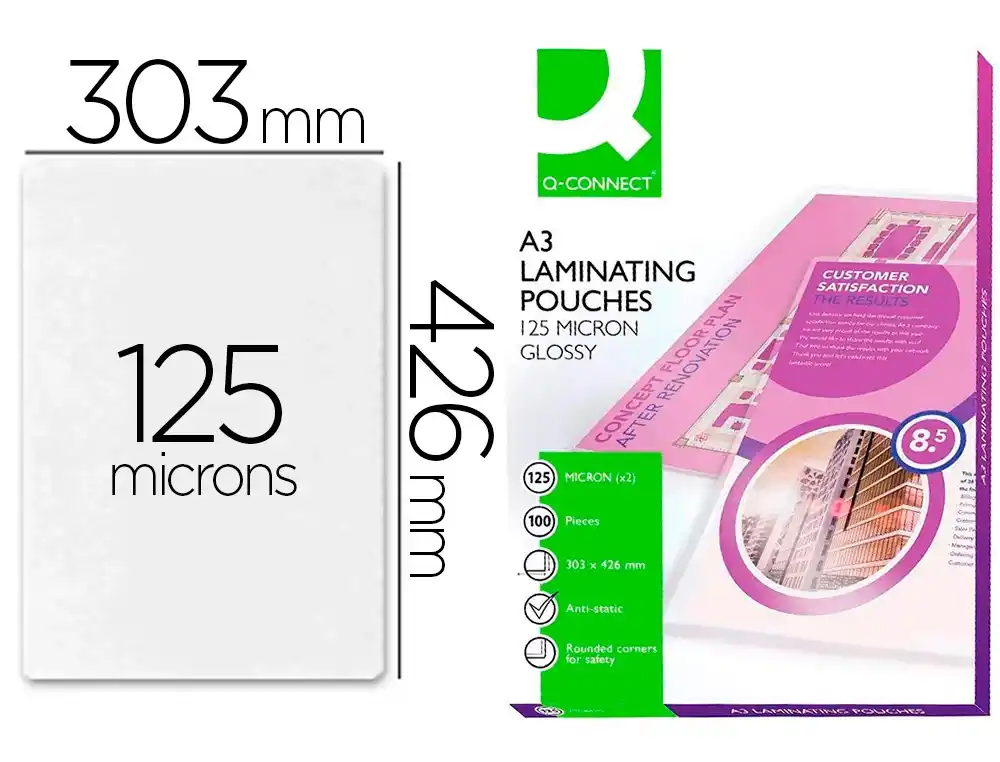 BOLSA DE PLASTIFICAR 125 MICRONS A3