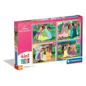 4 PUZZLES DISNEY PRINCESS 12, 16, 20 e 24 PEÇAS