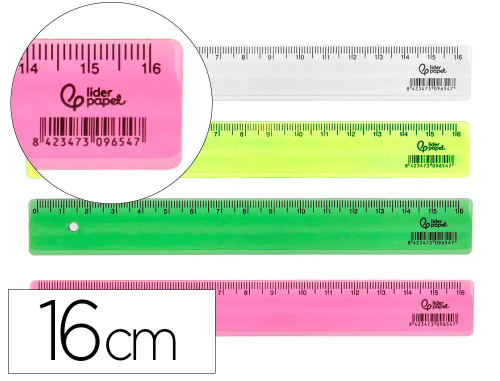 REGUA PLASTICO 16 CM CORES SORTIDAS