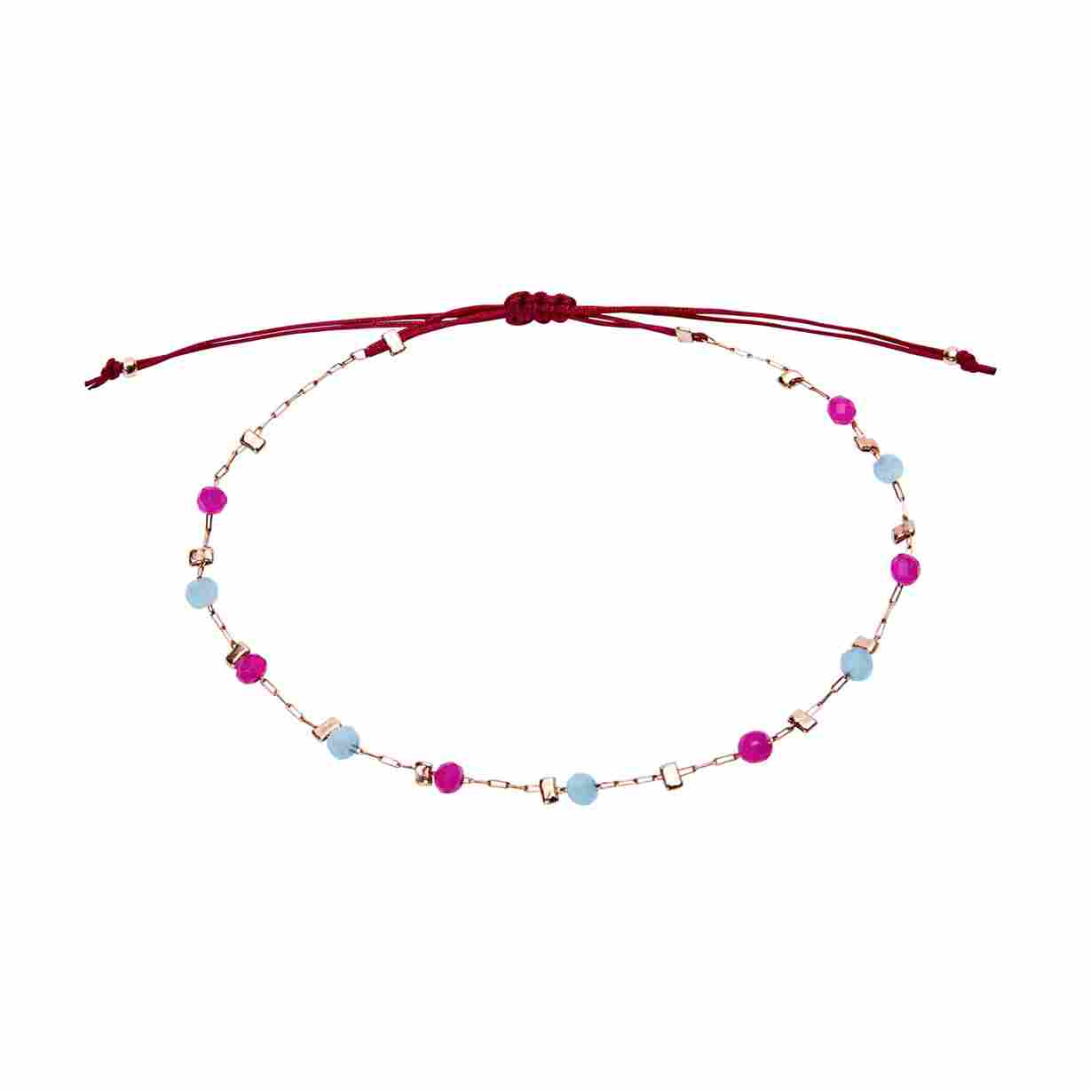 Pulseira "Delicate Glow" - aço inoxidável banhado a ouro rosa - Rosa-Turquesa - Image 2