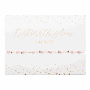 Pulseira "Delicate Glow" - aço inoxidável banhado a ouro rosa - Rosa Claro