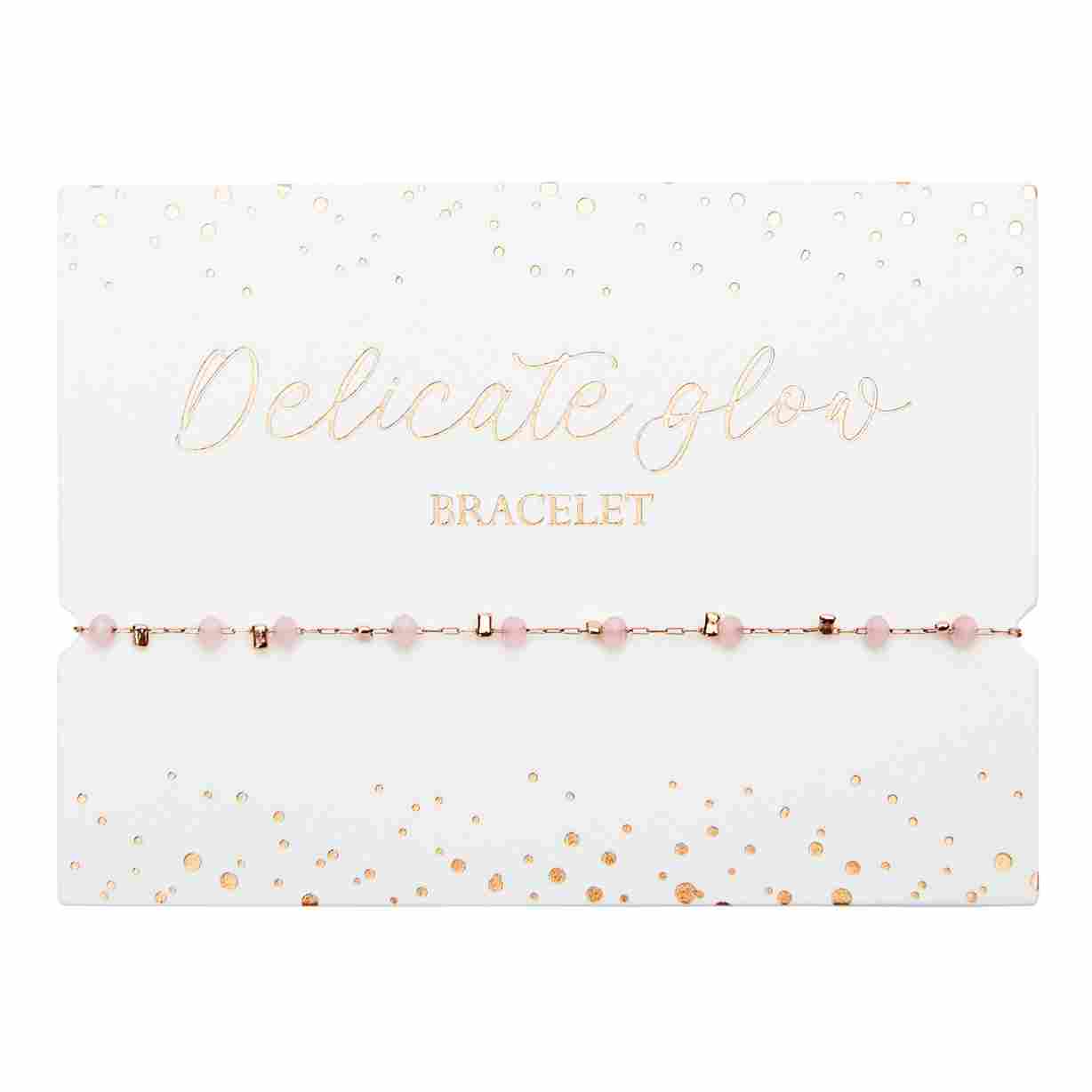 Pulseira "Delicate Glow" - aço inoxidável banhado a ouro rosa - Rosa Claro