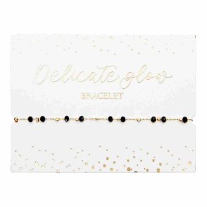 Pulseira "Delicate Glow" - aço inoxidável banhado a ouro - Preto