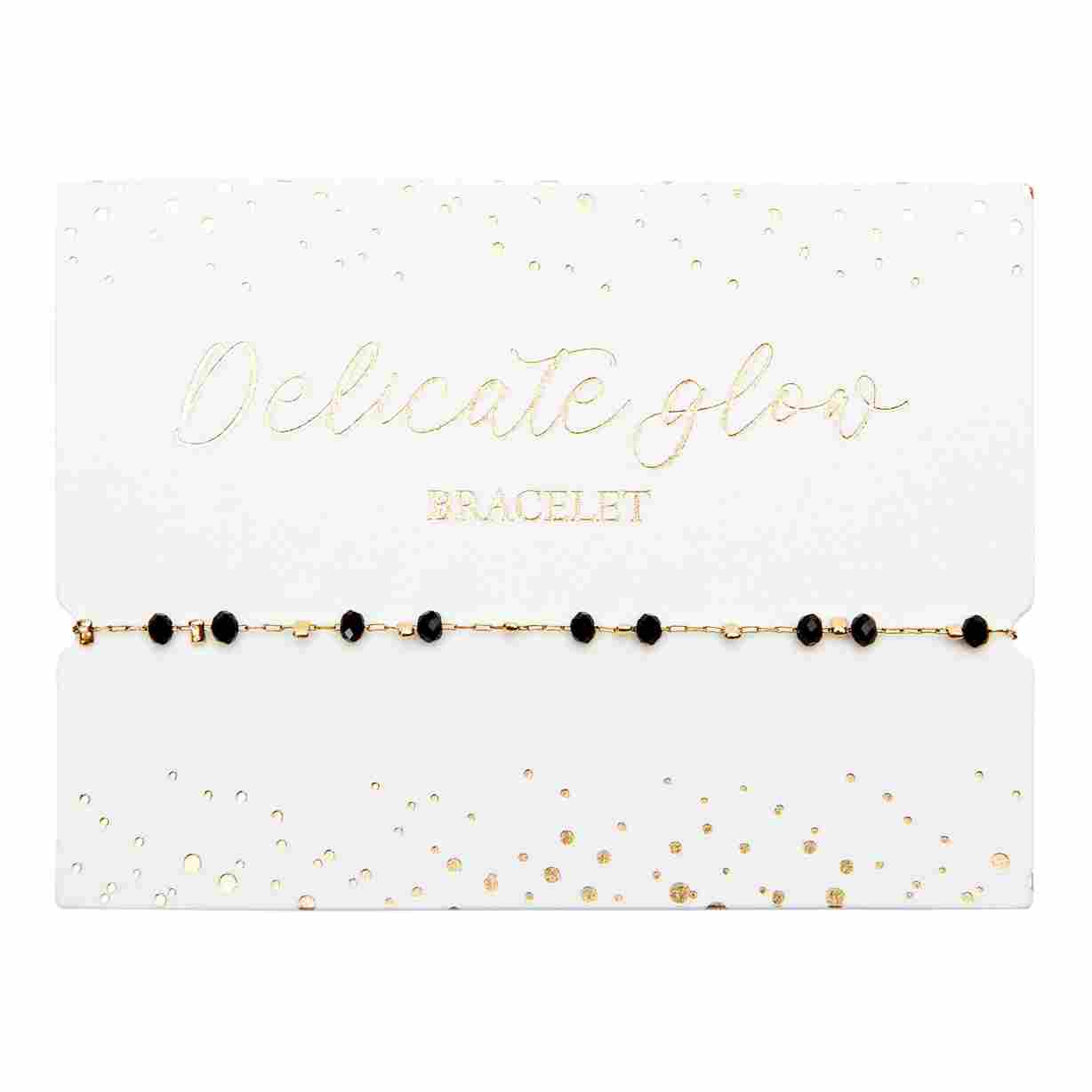 Pulseira "Delicate Glow" - aço inoxidável banhado a ouro - Preto