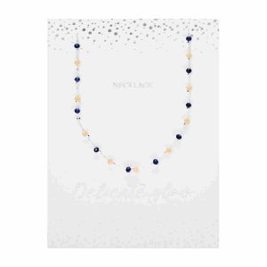 Colar "Delicate Glow" - aço inoxidável banhado a prata - Laranja-Azul