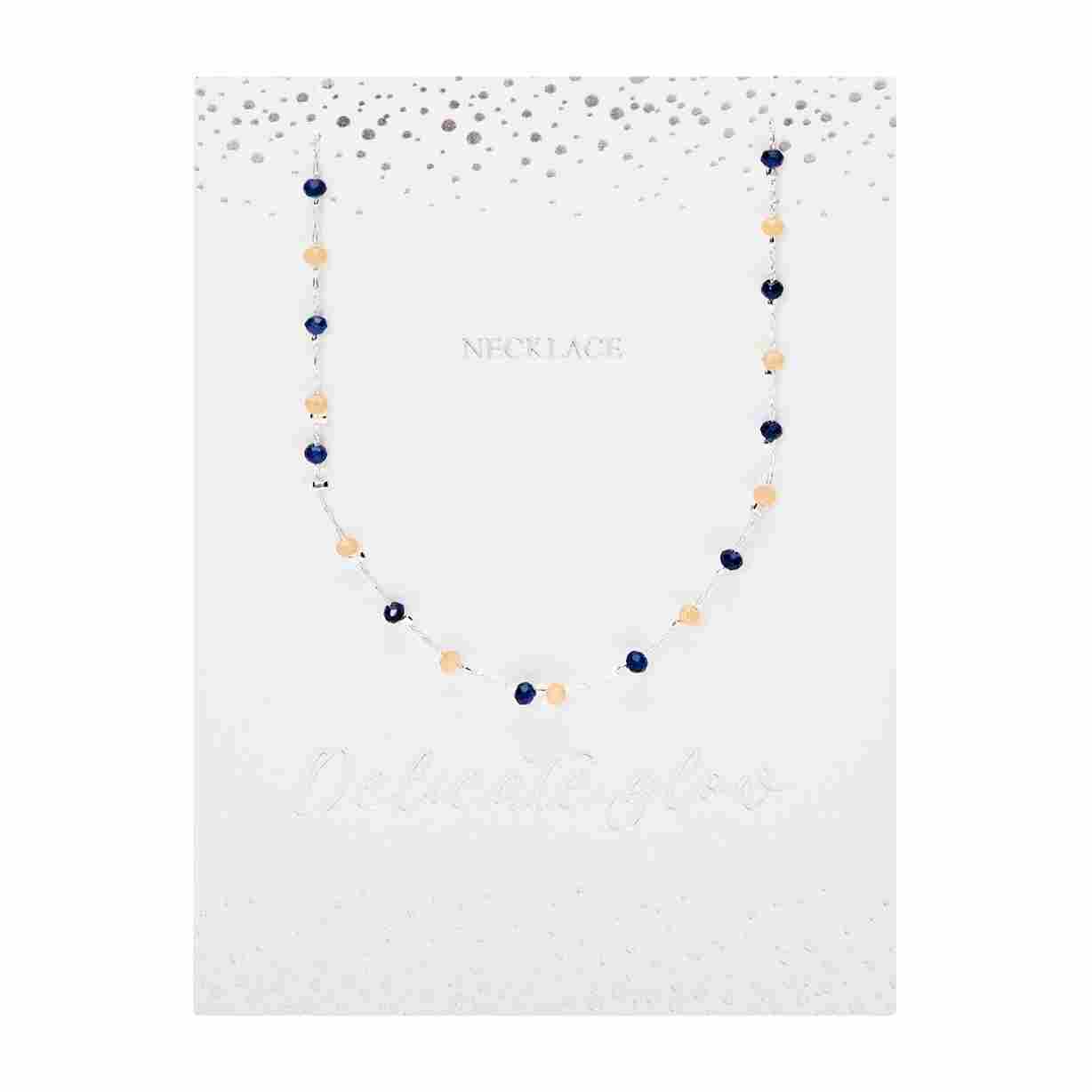 Colar "Delicate Glow" - aço inoxidável banhado a prata - Laranja-Azul