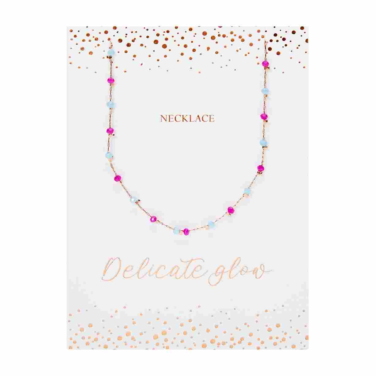 Colar "Delicate Glow" - aço inoxidável banhado a ouro rosa - Rosa-Turquesa