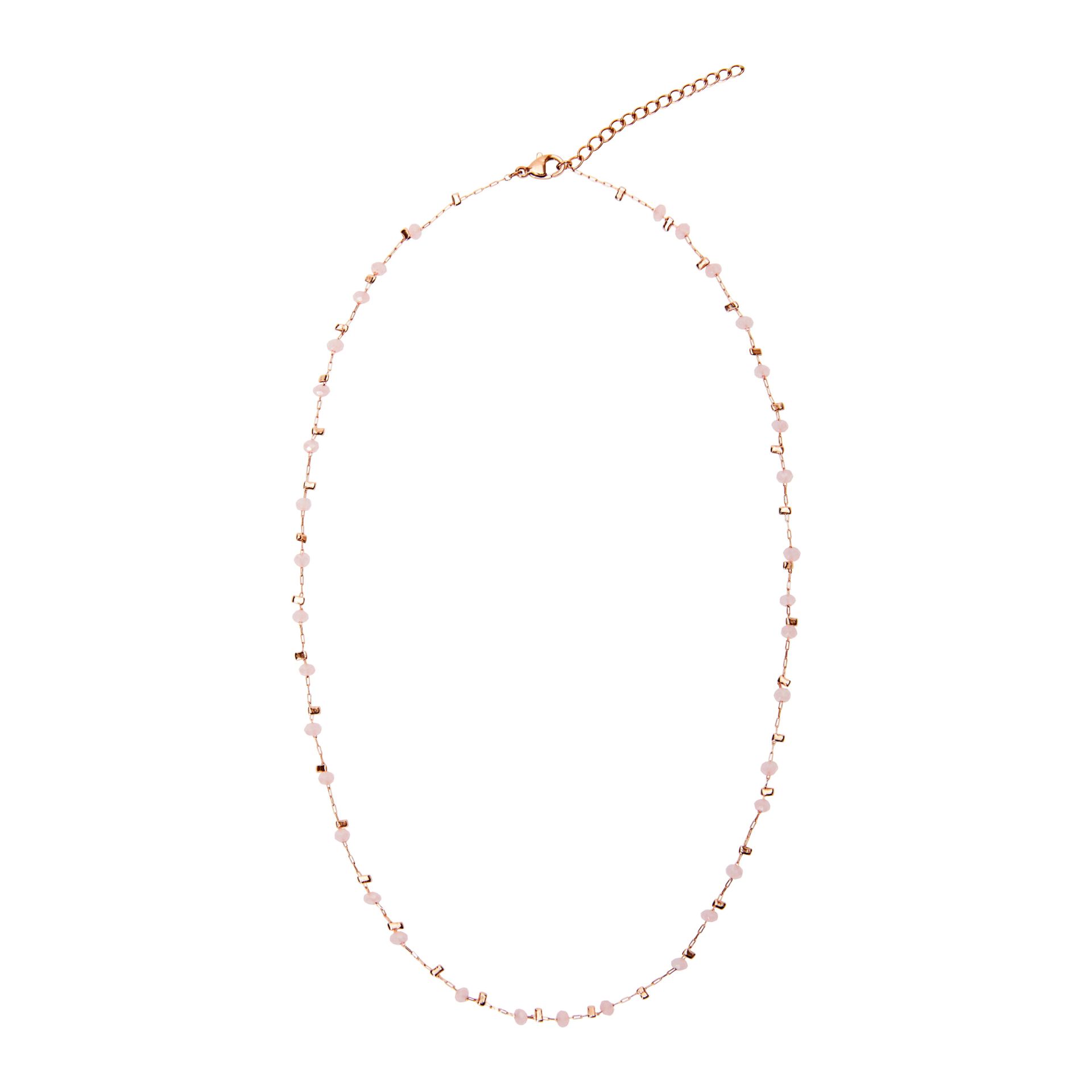 Colar "Delicate Glow" - aço inoxidável banhado a ouro rosa - Rosa Claro - Image 2