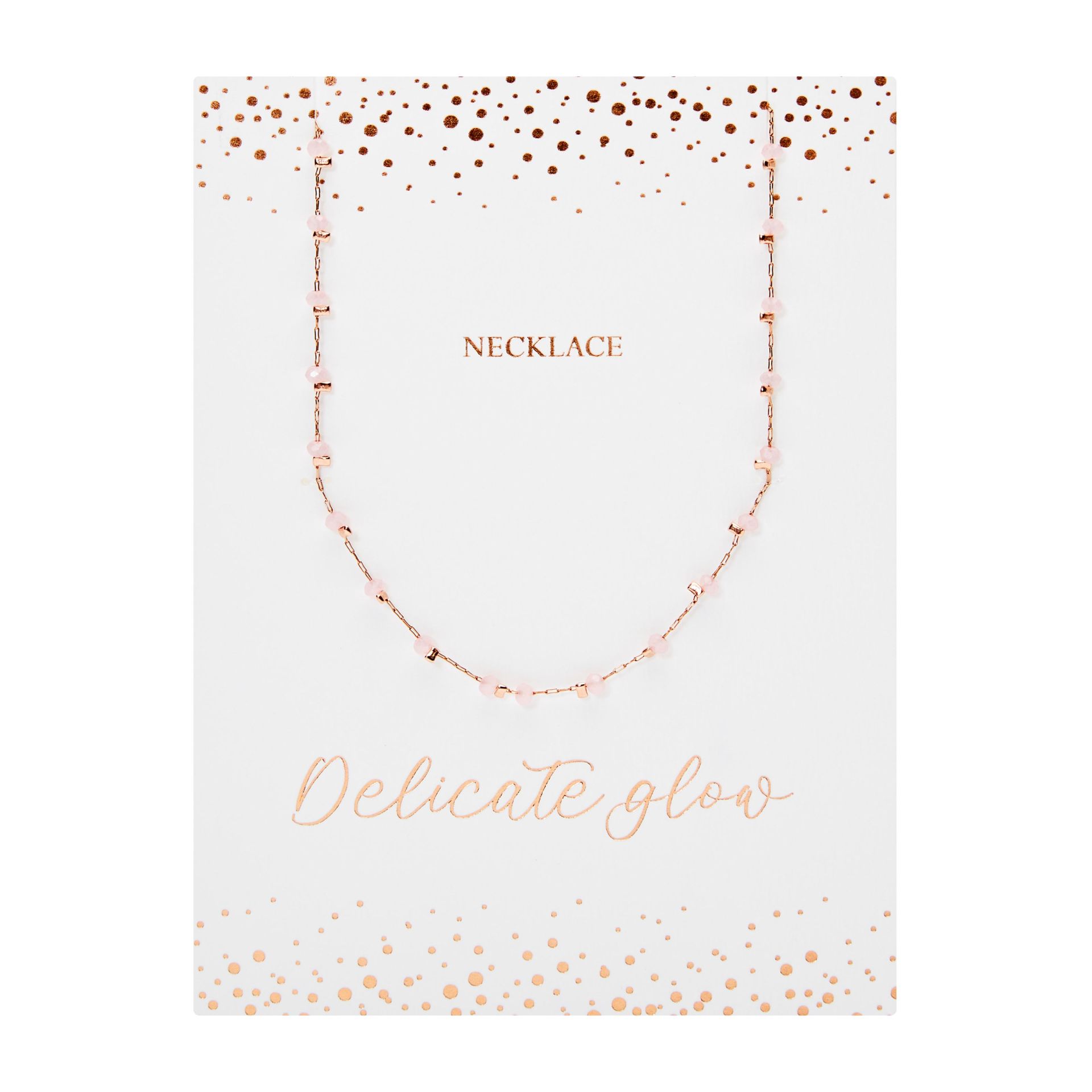 Colar "Delicate Glow" - aço inoxidável banhado a ouro rosa - Rosa Claro