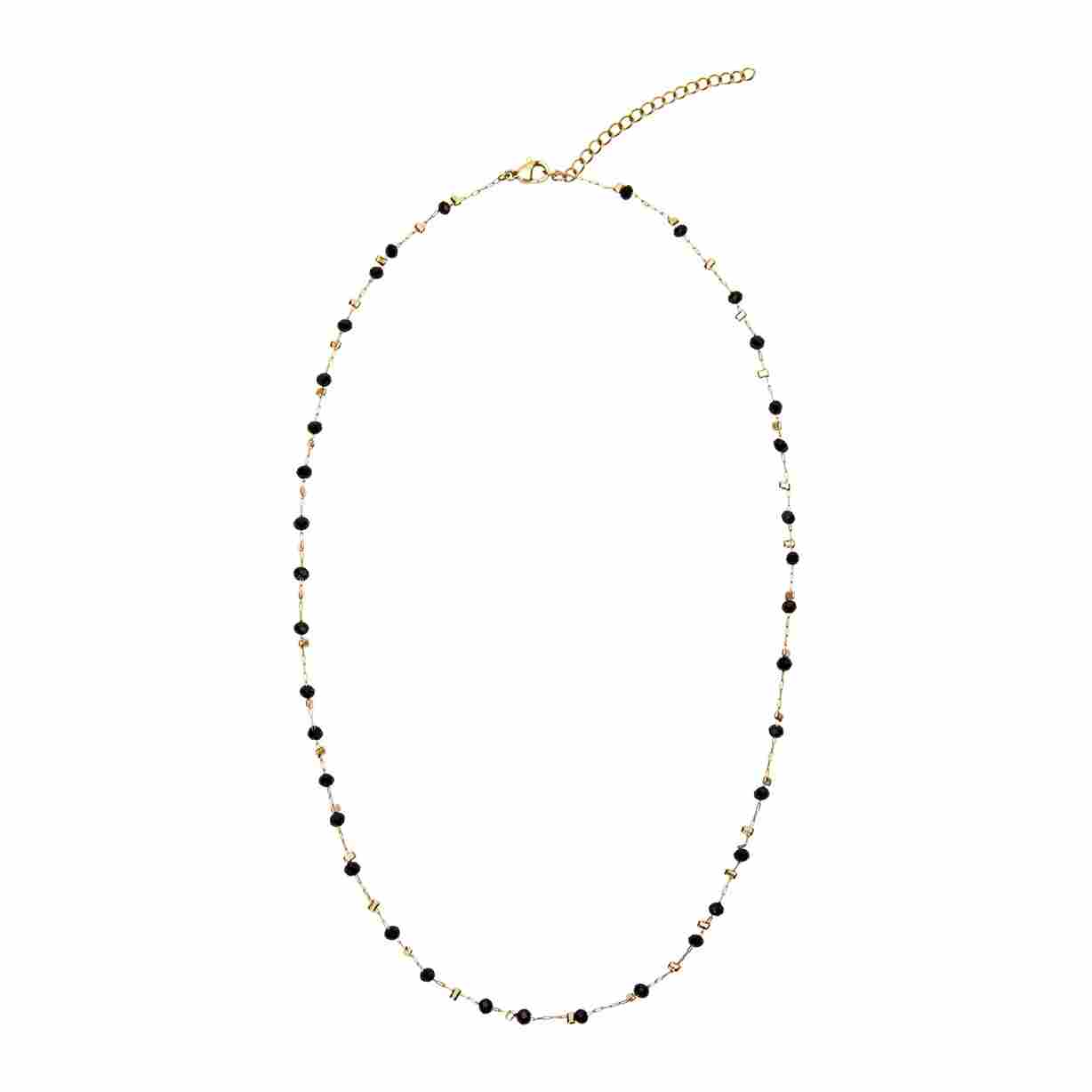 Colar "Delicate Glow" - aço inoxidável banhado a ouro - Preto - Image 2