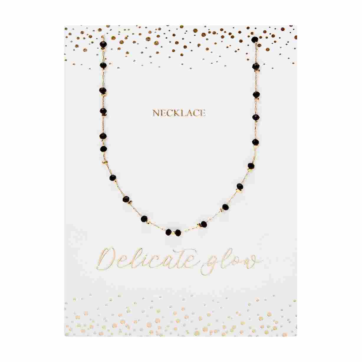 Colar "Delicate Glow" - aço inoxidável banhado a ouro - Preto