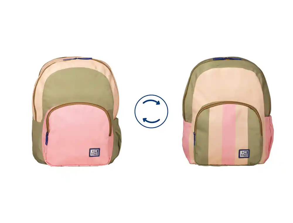 Mochila Oxford Color Block Reversivel Safari Rose