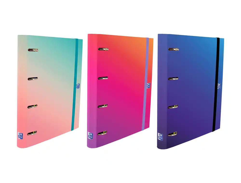 PASTA 4 ANEIS OXFORD EUROPEANBINDER GRADIENT CAPA EXTRA DURA DIN A4 + RECARGA 120 FOLHAS