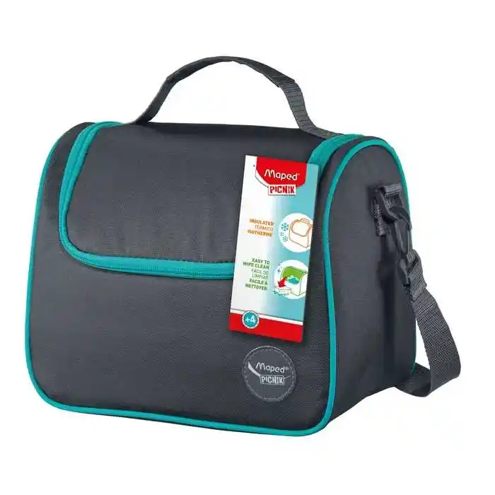 Bolsa de almoço cinza com alça de ombro