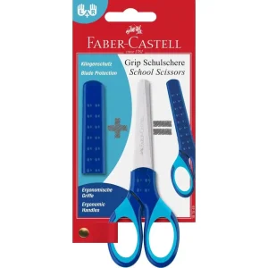 Tesoura Grip Faber-Castell com Pontas Arredondadas - Azul