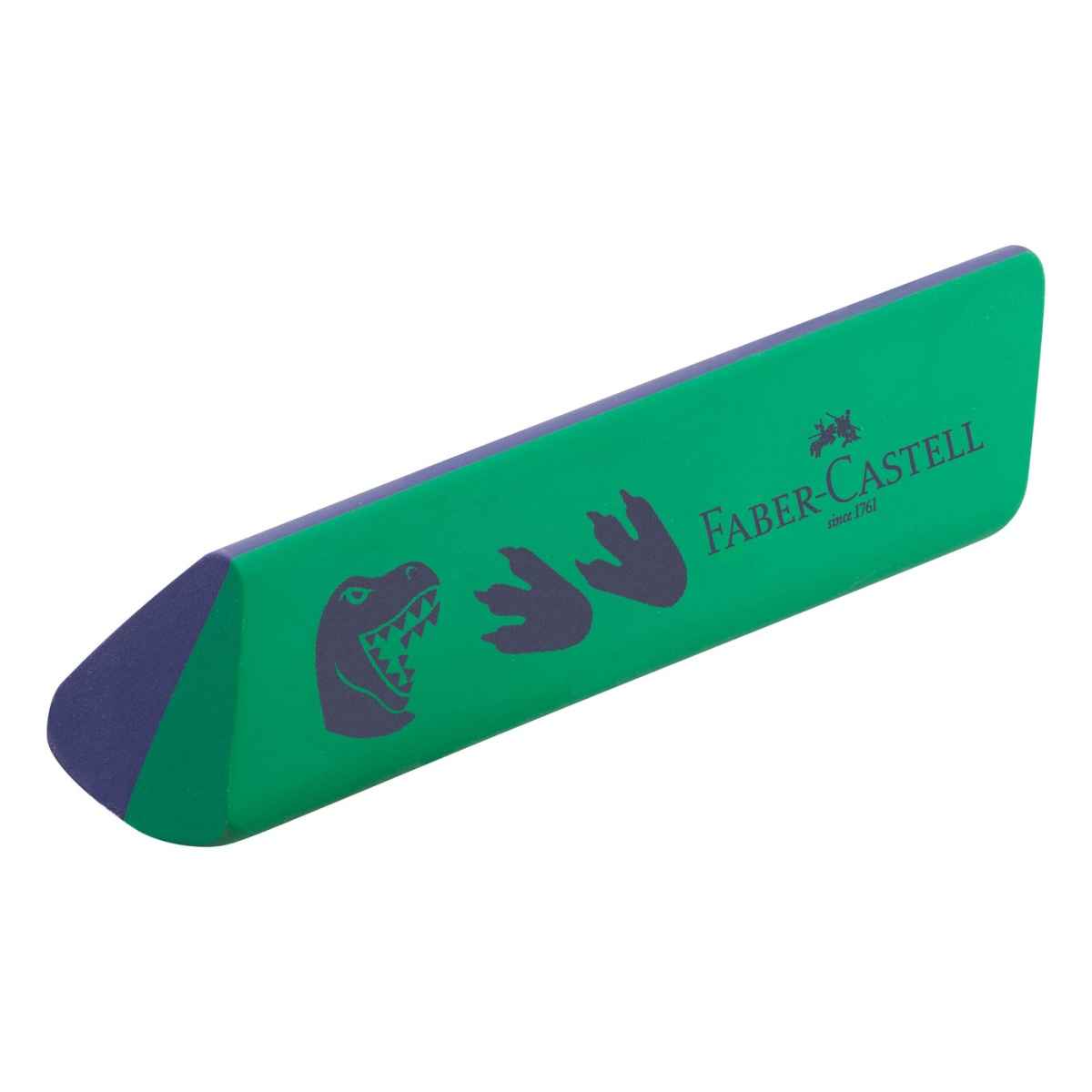 borracha faber-castell dinossauro triangular verde/azul