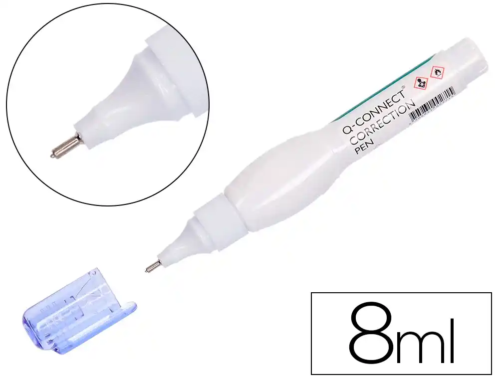 Corretor caneta q-connect 8 ml com ponta metalica.