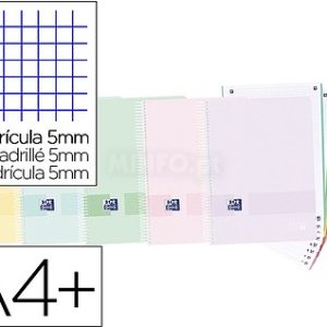 Caderno Microperfurado Europeanbook8 A4+ Capa de Plástico 160 Folhas Quadricolado