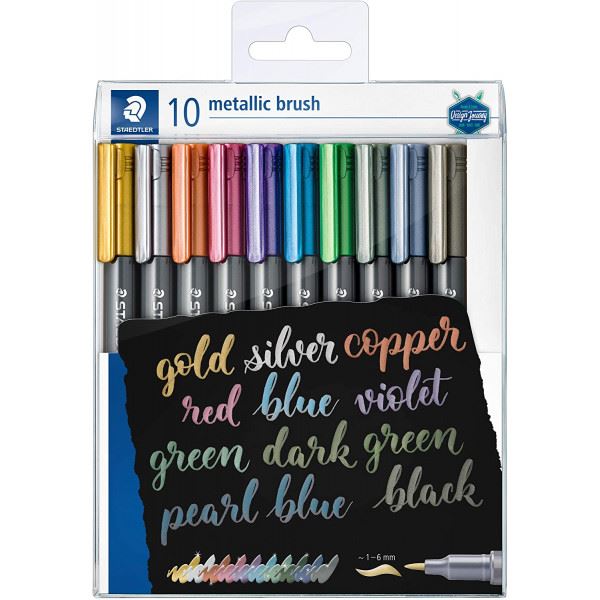 Marcadores Staedtler Metalicos Brush Pen 10 Unidades