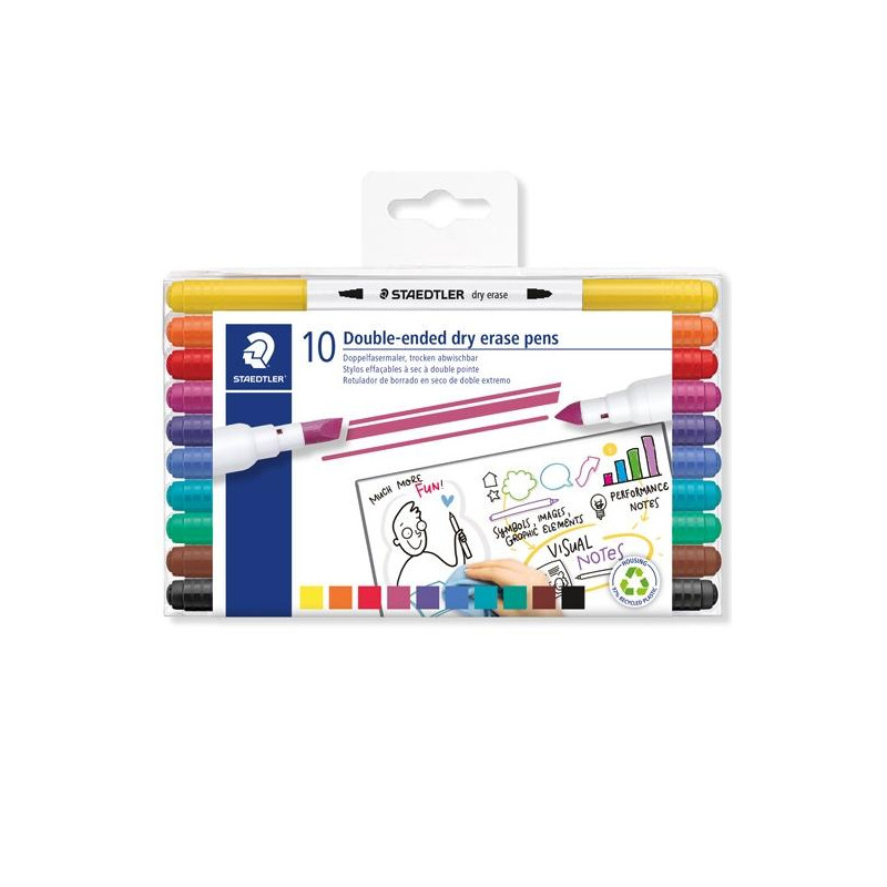 Marcadores de quadro branco de ponta dupla Staedtler