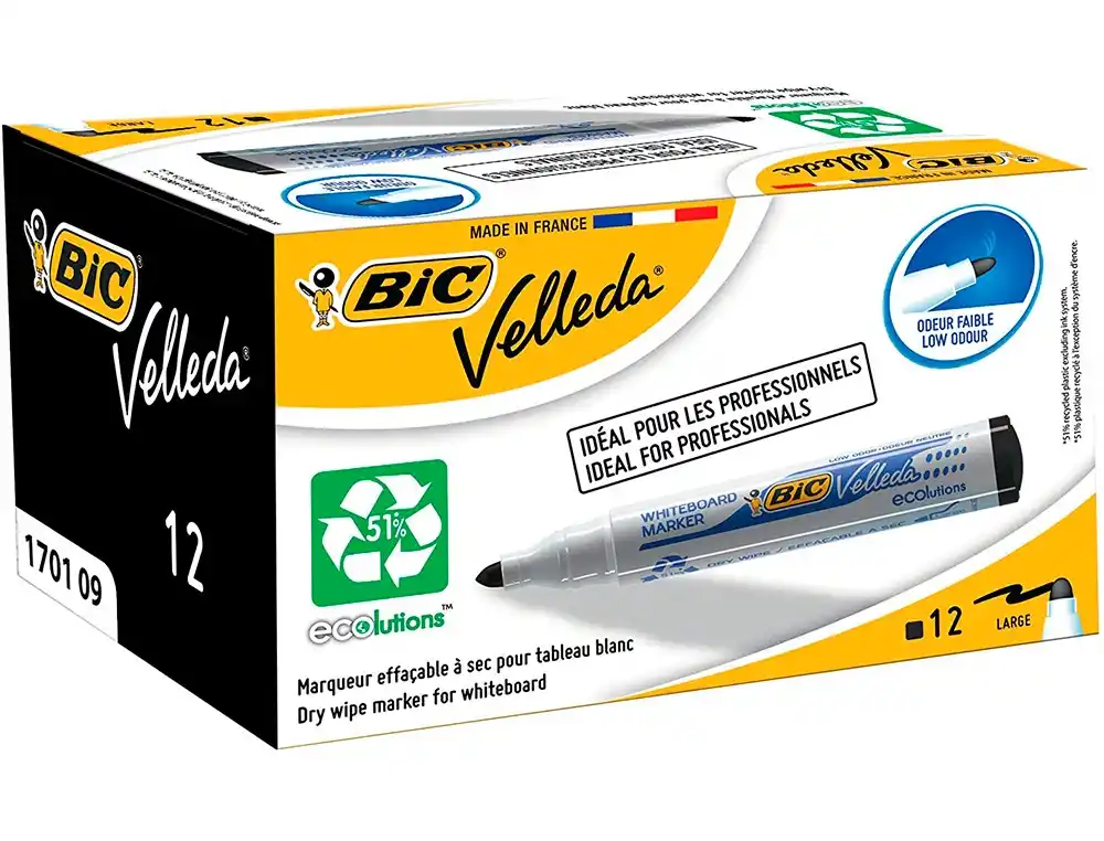 MARCADOR BIC VELLEDA PARA QUADRO BRANCO PONTA REDONDA 1,3 MM