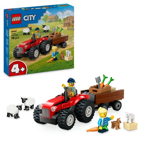 LEGO City Trator Agrícola Vermelho com Reboque e Ovelhas