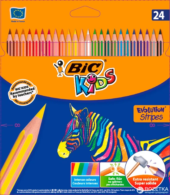 Lapis de cor bic evolution stripes cx24