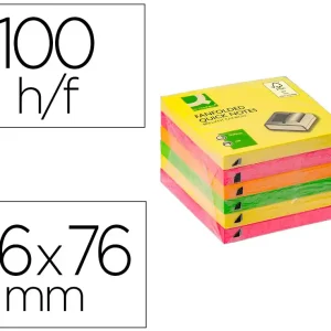 BLOCO DE NOTAS ADESIVAS 76X76 MM CORES NEON SORTIDAS ZIG-ZAG