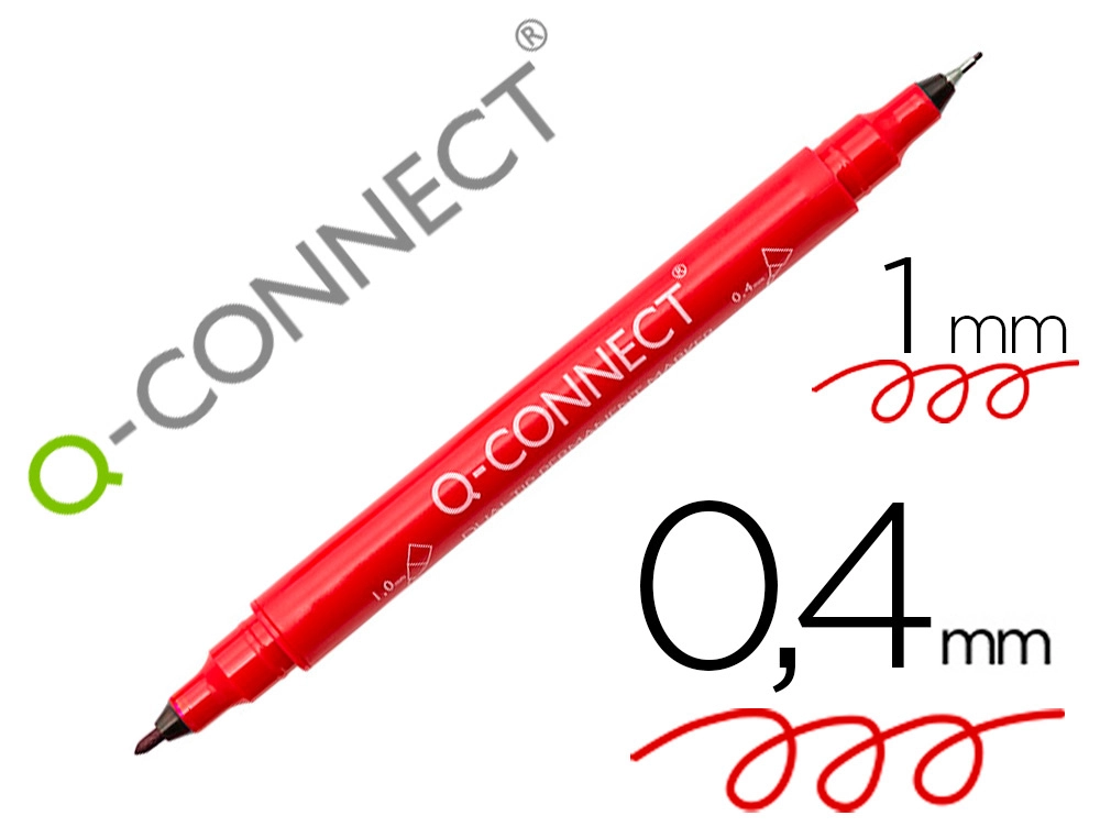 MARCADOR PERMANENTE DUPLA PONTA 0,4 MM E 1 MM COR VERMELHO