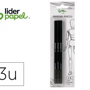 LÁPIS DE CARVÃO PARA ESBOÇOS LIDERPAPEL CAIXA DE 3 UNIDADES