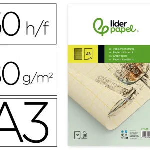 BLOCO PAPEL MILIMETRICO LIDERPAPEL DIN A3 50 FOLHAS 80 GR