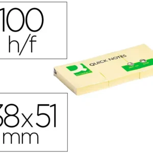 BLOCO DE NOTAS ADESIVAS Q-CONNECT AMARELO 38 X 51 MM COM 100 FOLHAS