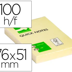 BLOCO DE NOTAS ADESIVAS Q-CONNECT AMARELO 76 X 51 MM COM 100 FOLHAS