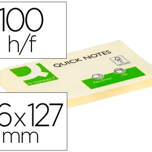 BLOCO DE NOTAS ADESIVAS Q-CONNECT AMARELO 76 X 127 MM COM 100 FOLHAS