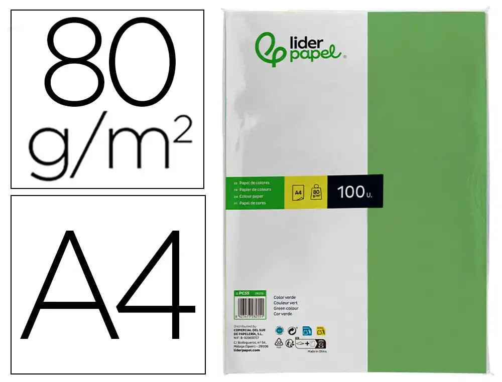 PAPEL DE COR LIDERPAPEL DIN A4 80 GR