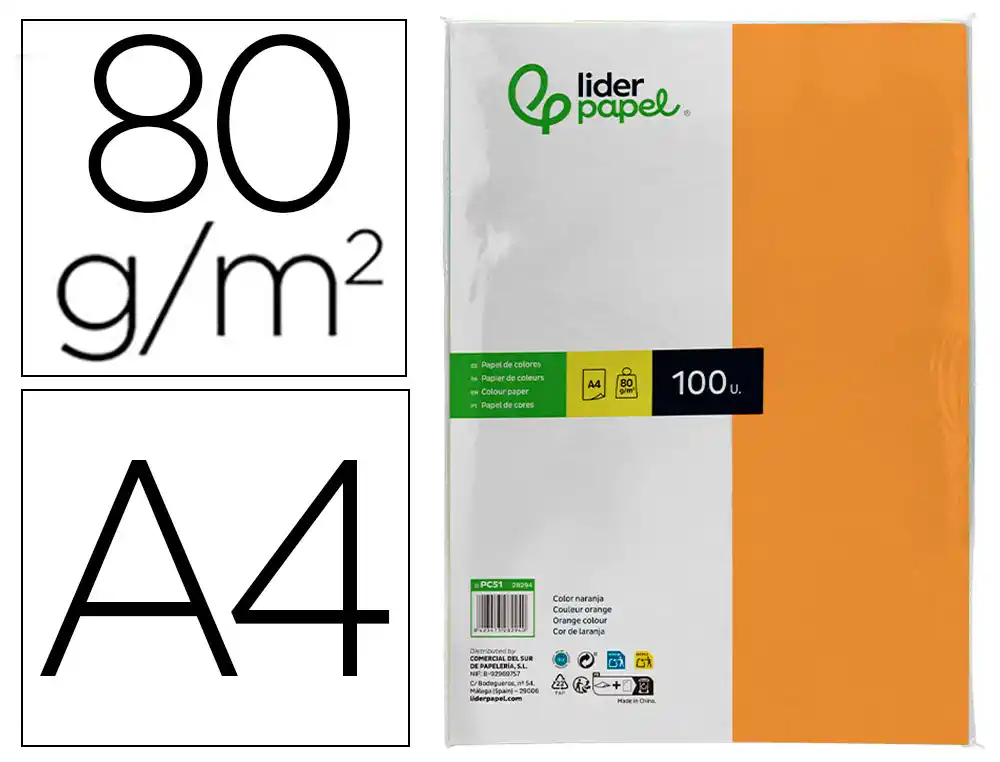 PAPEL DE COR LIDERPAPEL DIN A4 80 GR