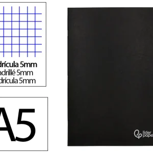 CADERNO AGRAFADO LIDERPAPEL CAPA PRETA DIN A5 80 QUADRICULA 60GR